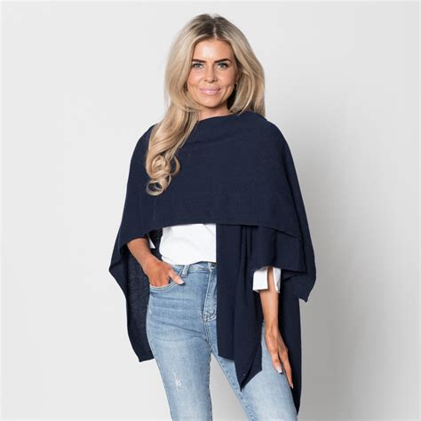 Stola met cashmere donkerblauw .